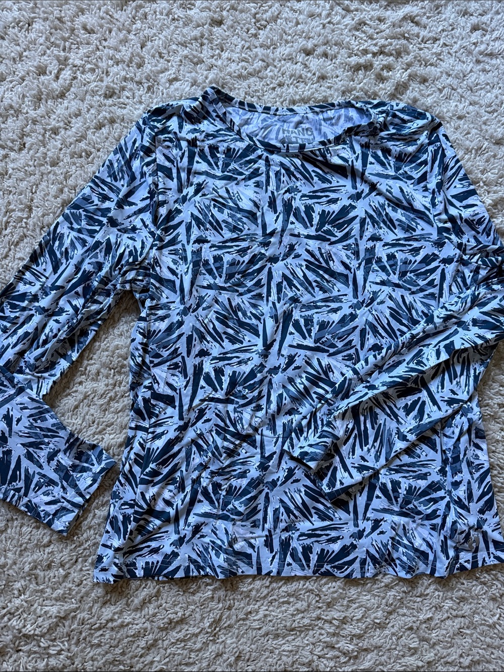 Hang Ten - Light Blue & Navy Abstract Print Long Sleeve UV Top